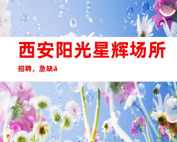 西安阳光星辉场所招聘，急缺人急缺人