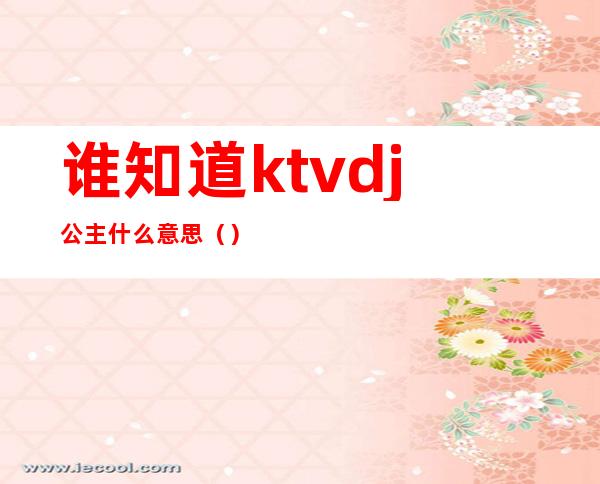 谁知道ktvdj公主什么意思（）