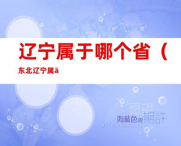 辽宁属于哪个省（东北辽宁属于哪个省）