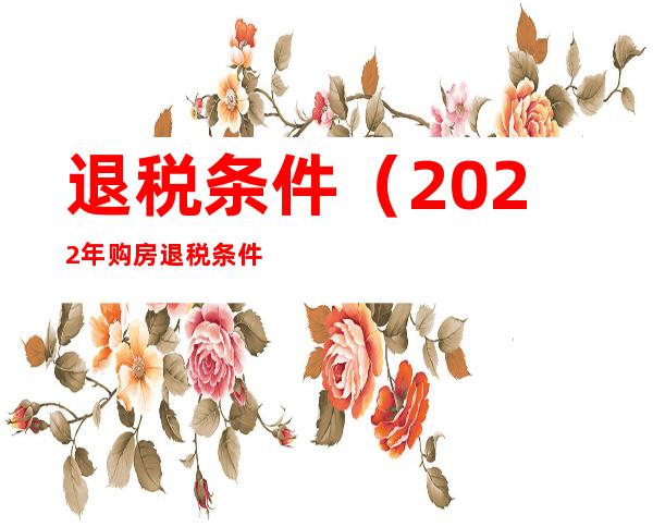 退税条件（2022年购房退税条件）