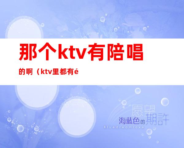 那个ktv有陪唱的啊（ktv里都有陪唱的吗）