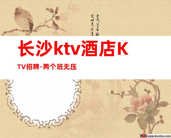 长沙ktv酒店KTV招聘-两个班无压力