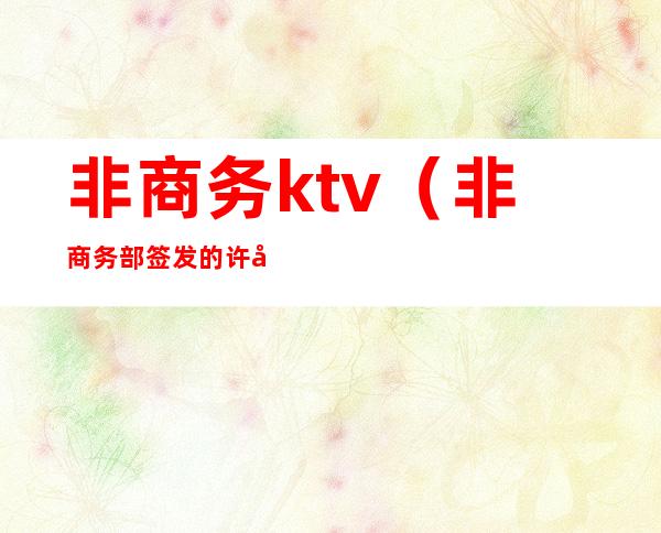 非商务ktv（非商务部签发的许可证有哪些）