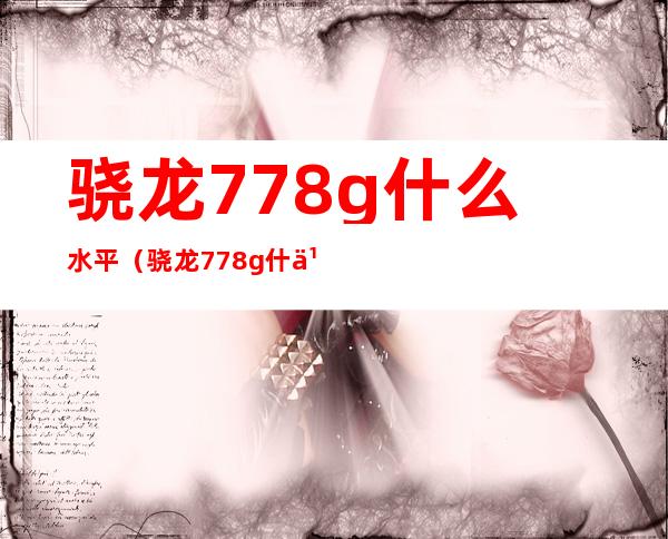 骁龙778g什么水平（骁龙778g什么水平和骁龙865）