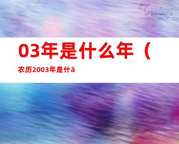 03年是什么年（农历2003年是什么年）