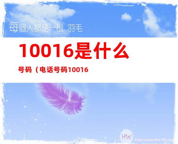 10016是什么号码（电话号码10016是什么号码）