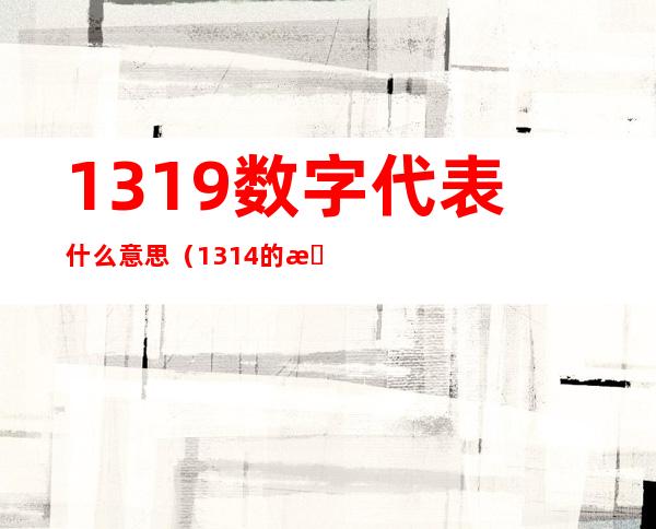 1319数字代表什么意思（1314的数字代表什么意思）