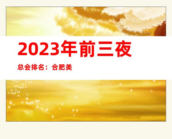 2023年前三夜总会排名：合肥美丽会攻略消费