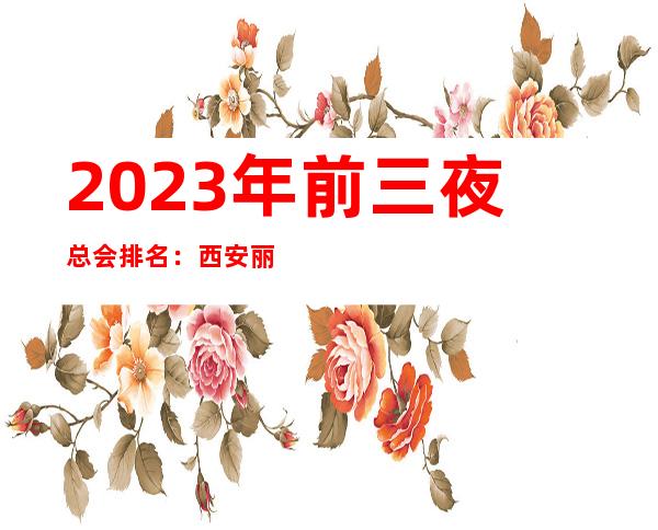 2023年前三夜总会排名：西安丽都国会KTV攻略消费