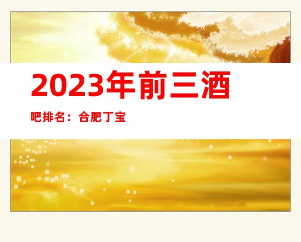 2023年前三酒吧排名：合肥丁宝会攻略消费