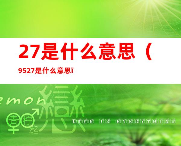 27是什么意思（9527是什么意思）