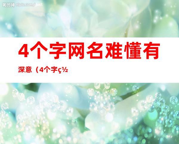 4个字网名难懂有深意（4个字网名难懂有深意带符号）