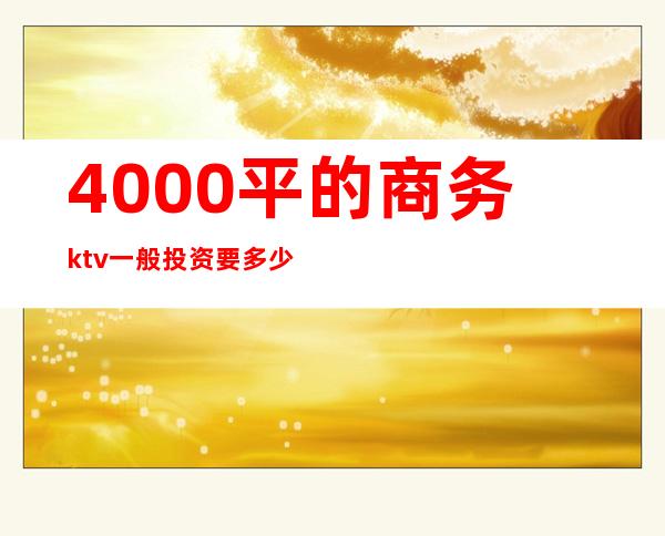 4000平的商务ktv一般投资要多少（500平的ktv投资多大）