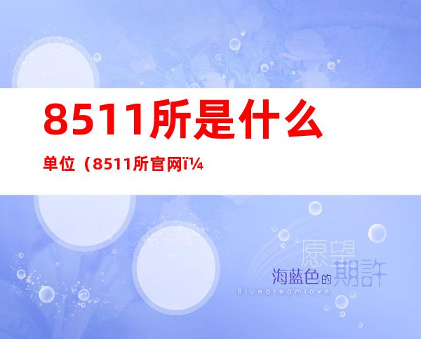 8511所是什么单位（8511所官网）