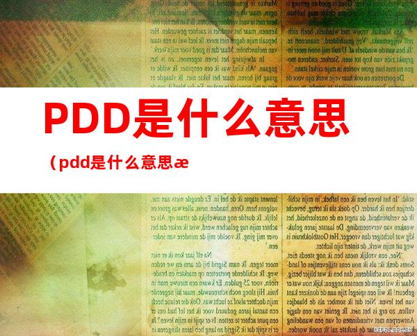 PDD是什么意思（pdd是什么意思梗）