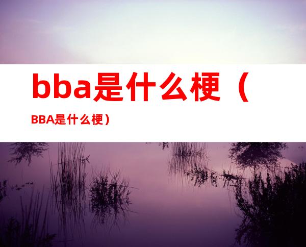 bba是什么梗（BBA是什么梗）