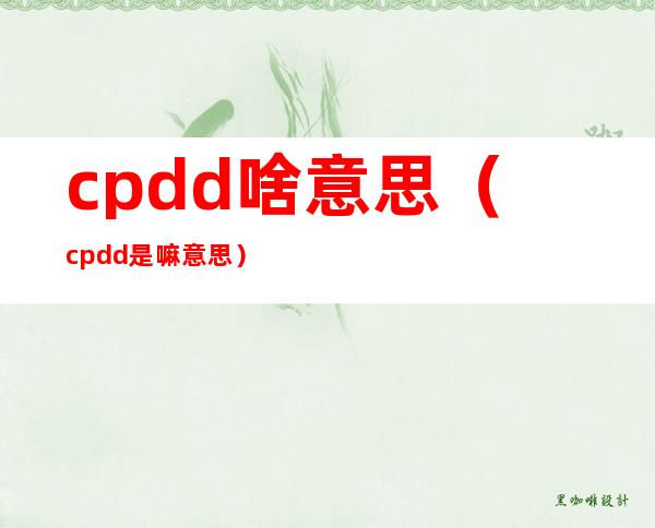 cpdd啥意思（cpdd是嘛意思）