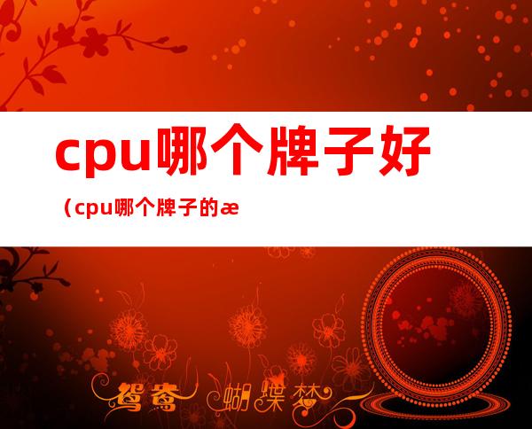 cpu哪个牌子好（cpu哪个牌子的最好）