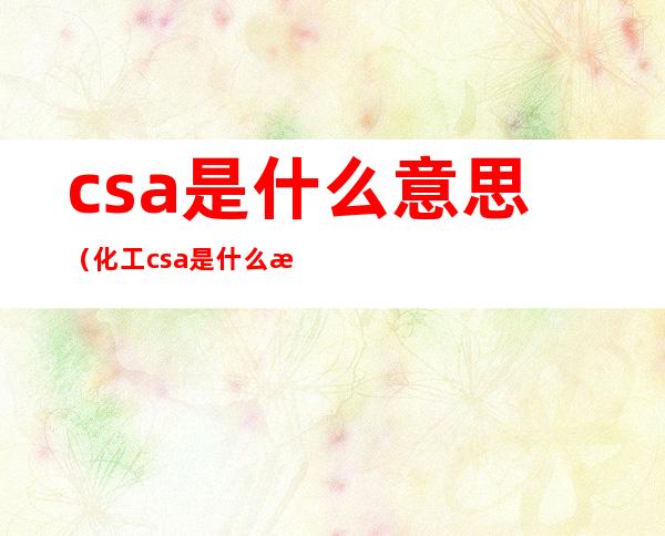 csa是什么意思（化工csa是什么意思）