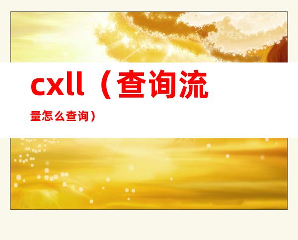 cxll（查询流量怎么查询）