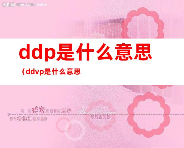 ddp是什么意思（ddvp是什么意思）