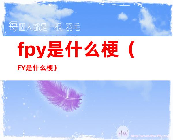 fpy是什么梗（FY是什么梗）