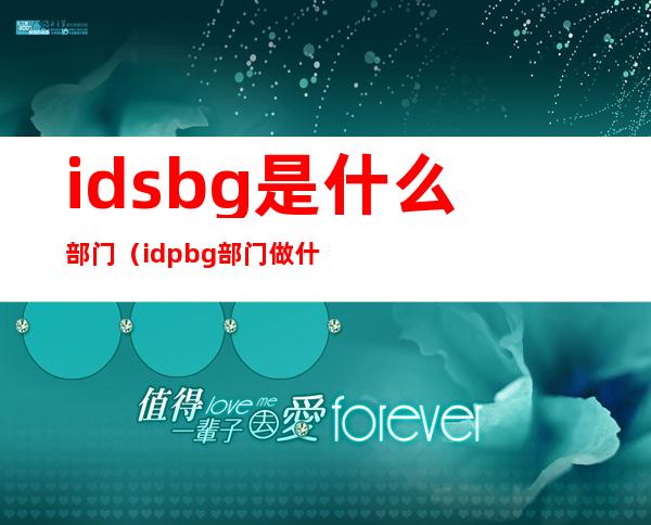 idsbg是什么部门（idpbg部门做什么的）