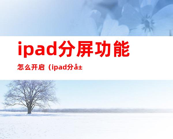 ipad分屏功能怎么开启（ipad分屏功能怎么开启2021）