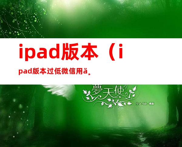 ipad版本（ipad版本过低微信用不了怎么办）