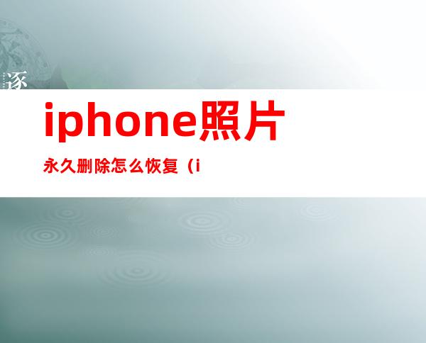 iphone照片永久删除怎么恢复（iphone照片最近删除清空了还能恢复吗）