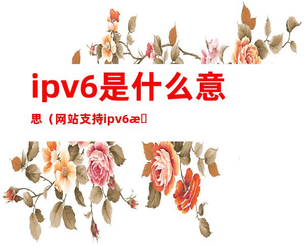 ipv6是什么意思（网站支持ipv6是什么意思）