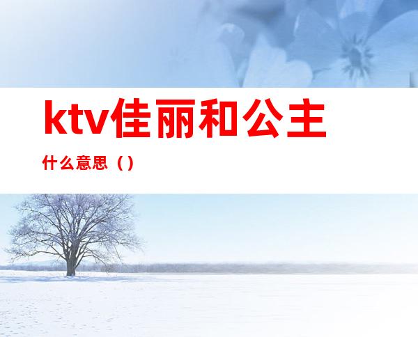 ktv佳丽和公主什么意思（）