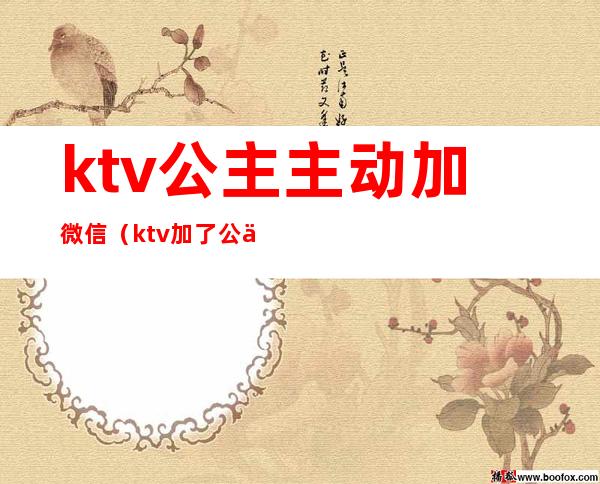 ktv公主主动加微信（ktv加了公主微信该和她聊天吗）