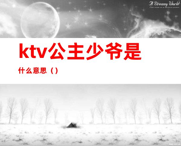 ktv公主少爷是什么意思（）