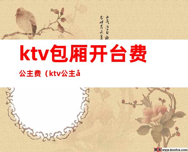 ktv包厢开台费公主费（ktv公主如何收费）