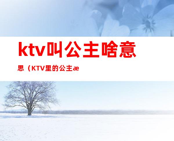 ktv叫公主啥意思（KTV里的公主是什么意思）