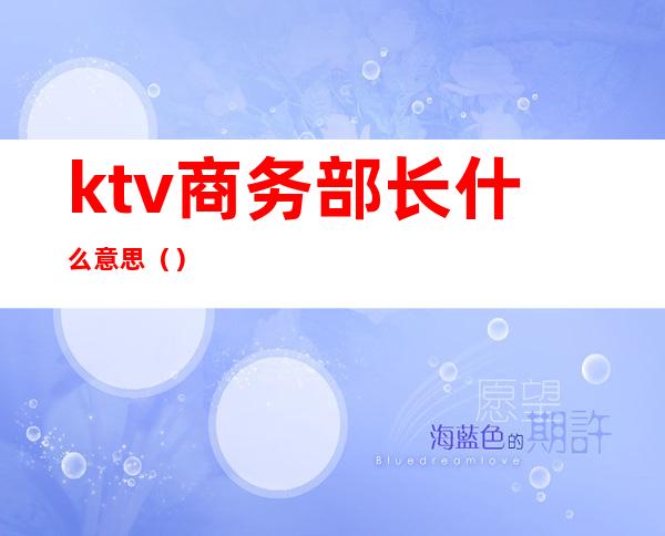 ktv商务部长什么意思（）