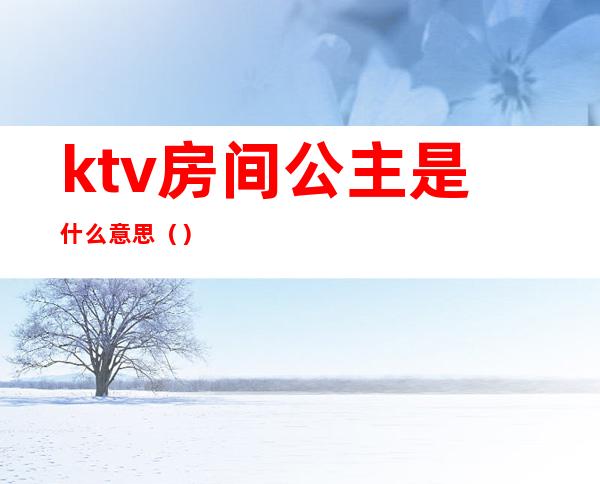 ktv房间公主是什么意思（）