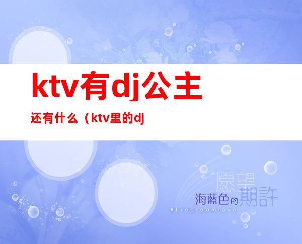 ktv有dj公主还有什么（ktv里的dj公主）