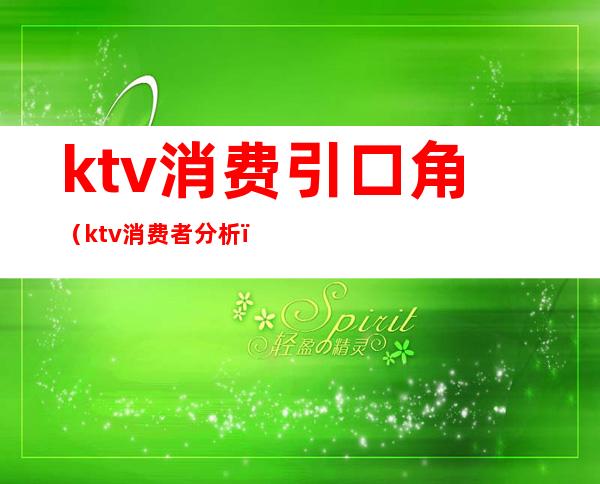 ktv消费引口角（ktv消费者分析）