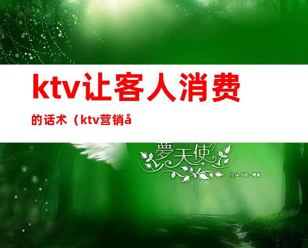 ktv让客人消费的话术（ktv营销如何和客人交流）