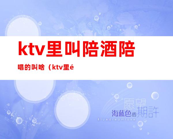 ktv里叫陪酒陪唱的叫啥（ktv里面的陪唱是什么）