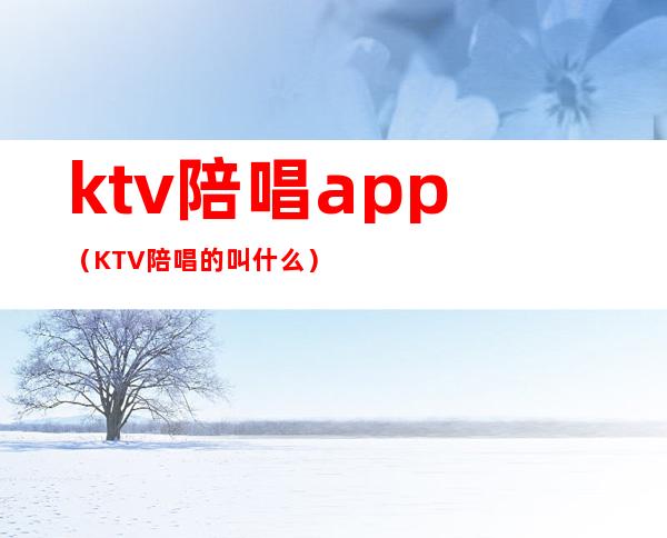 ktv陪唱app（KTV陪唱的叫什么）