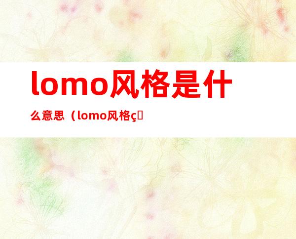 lomo风格是什么意思（lomo风格照片什么意思）