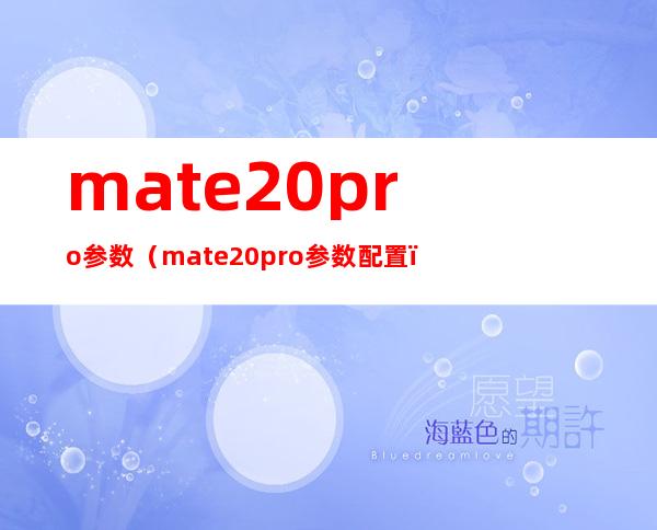 mate20pro参数（mate20pro参数配置）