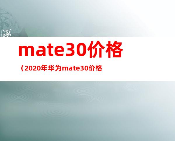 mate30价格（2020年华为mate30价格）