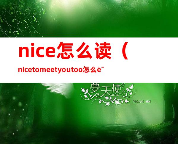 nice怎么读（nice to meet you too怎么读）