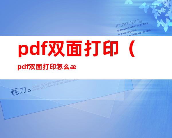 pdf双面打印（pdf双面打印怎么操作）