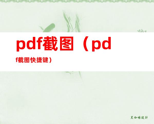 pdf截图（pdf截图快捷键）