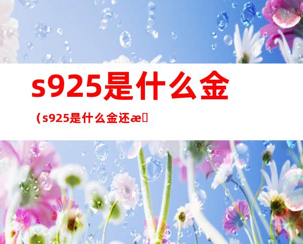 s925是什么金（s925是什么金还是银）